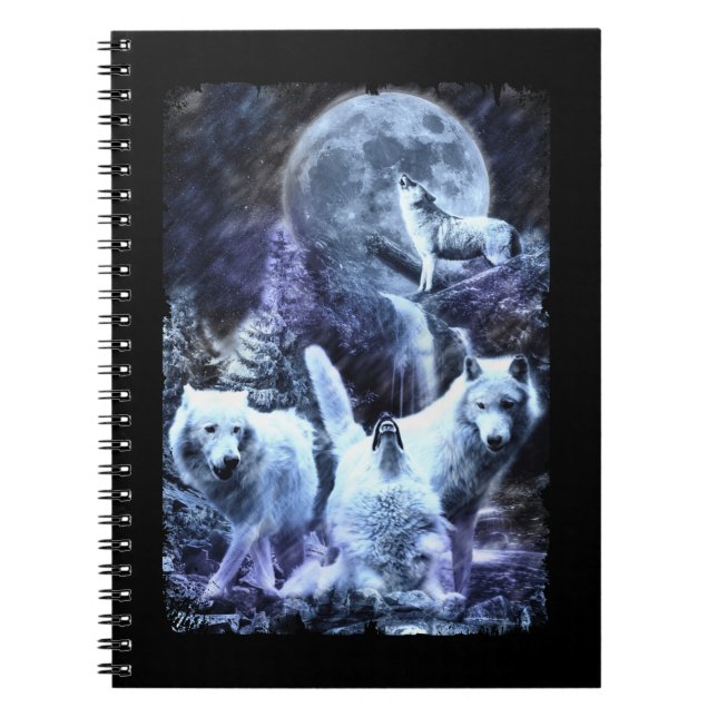 Caderno Espiral Wolves Howling Forest Animal Wolf (Frente)