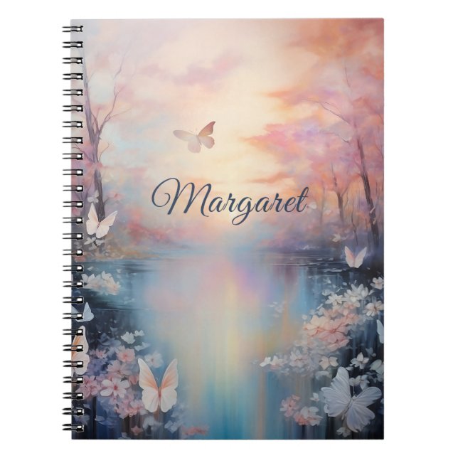Caderno Espiral Wonderland Lake & Butterflies Personalized (Frente)