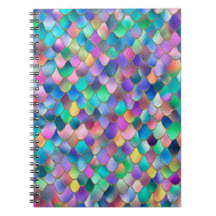 Caderno Espiral Wonky Rainbow Glitter Metal Scales de Sereia