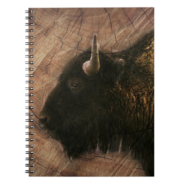 Caderno Espiral Wood Bison Buffalo (Frente)