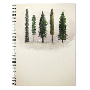 Caderno Espiral Woodsy rústico verde das árvores de floresta do