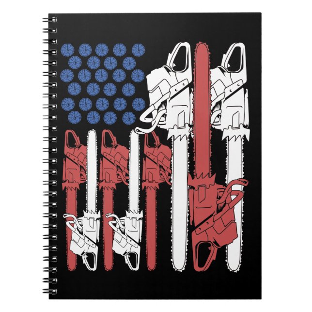 Caderno Espiral Woodworking Men Lumberjack Oferece Chainsaw Arbori (Frente)