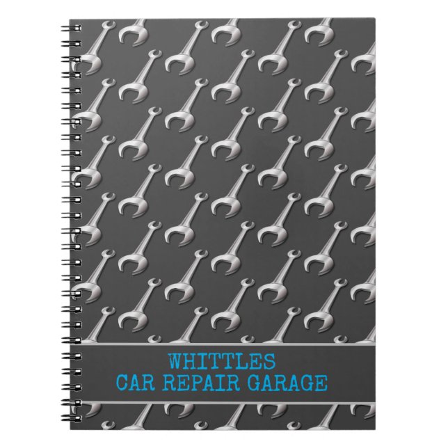 Caderno Espiral Workshop de Garagem Mecânica Automática de Carros  (Frente)