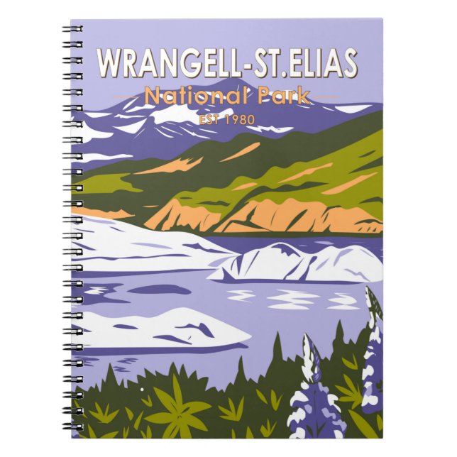 Caderno Espiral Wrangell Rua Elias National Park Nizina Lake Alask (Frente)