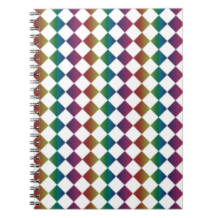 Caderno Espiral Xadrez Arlequim Diamante Multicolorido Colorido