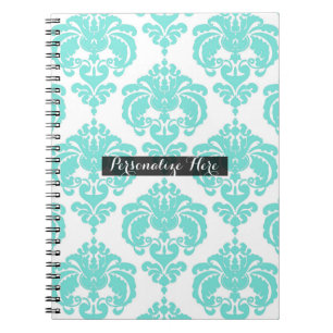 Caderno Espiral Xadrez Azul e Branco Chique Moderno Padrão Elegant