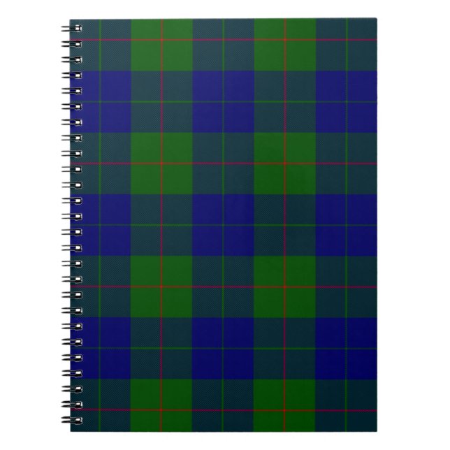 Caderno Espiral Xadrez azul-tartan-de-clã-barro (Frente)