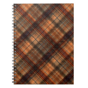 Caderno Espiral Xadrez castanho-laranja-escuro