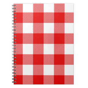 Caderno Espiral Xadrez de Búfalos Branco e Vermelho