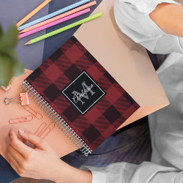 Caderno Espiral Xadrez de Buffalo Vermelho | Pessoal Inicial | Pre