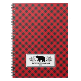 Caderno Espiral Xadrez de Lumberjack Buffalo preto Personalizado