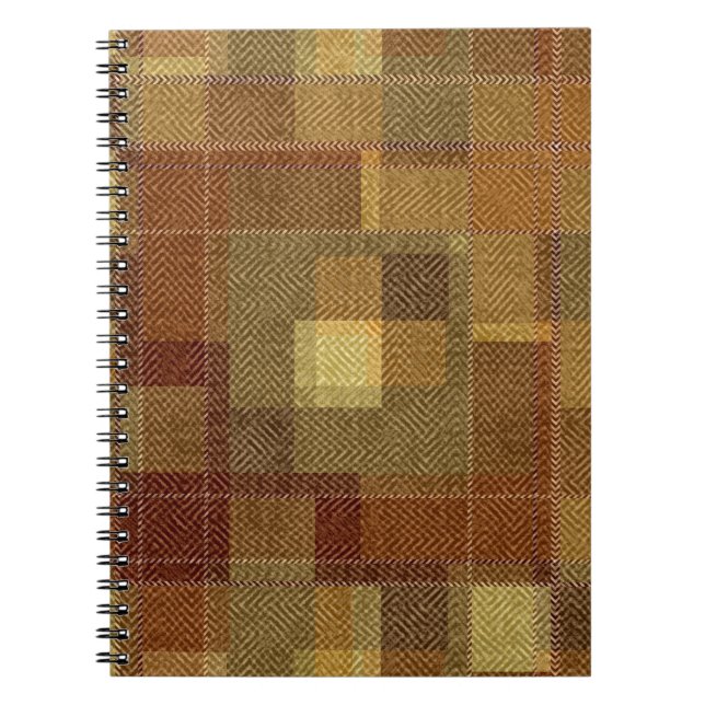 Caderno Espiral Xadrez de tartã monocromática texturizada. (Frente)
