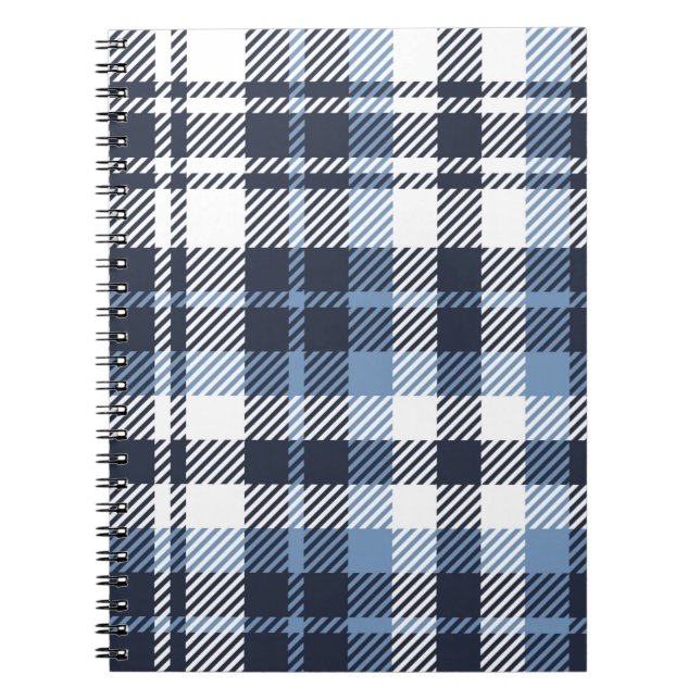 Caderno Espiral Xadrez de tartan azul e branca (Frente)