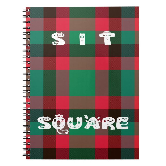 Caderno Espiral Xadrez de Tartan com Controlo Real Escocês com Tex (Frente)