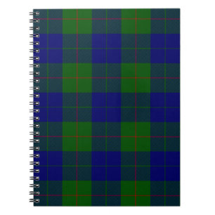 Caderno Espiral Xadrez do verde azul do tartan do clã de Barclay