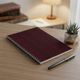 Caderno Espiral Xadrez Escocês Burgundy Elegante