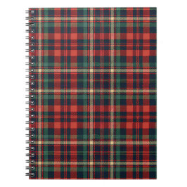 Caderno Espiral Xadrez Escocês Vermelho e Verde Tradicional