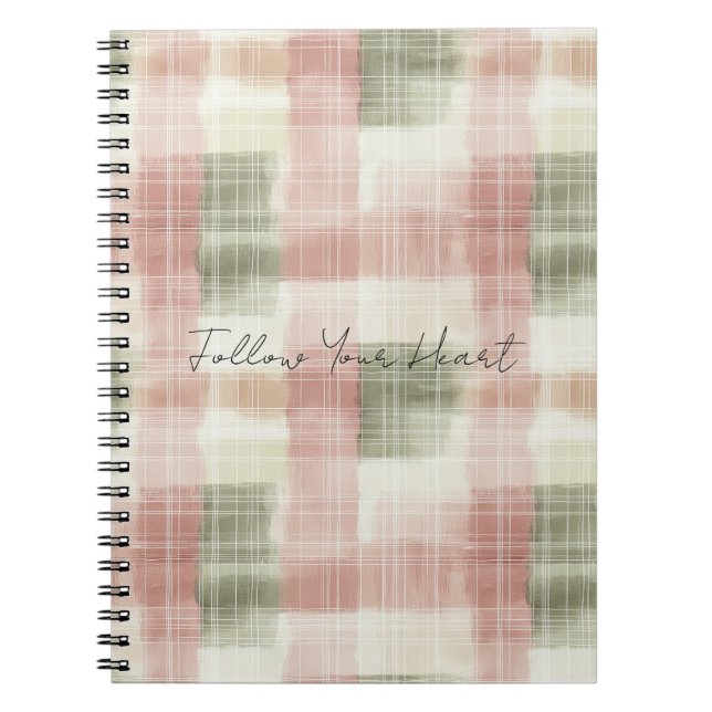 Caderno Espiral Xadrez Listras Rosa Chic Creme Menta   (Frente)
