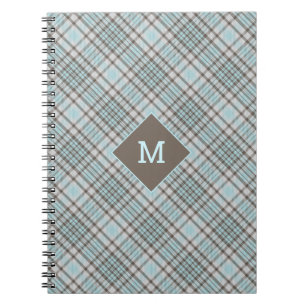 Caderno Espiral Xadrez Monograma Personalizada / Padrão Tartan