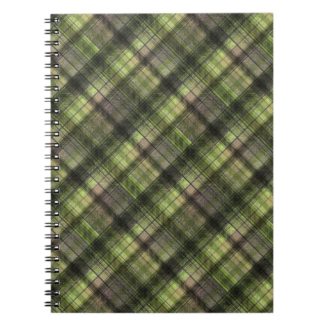 Caderno Espiral Xadrez preto verde-preto-branco-escocês (Frente)
