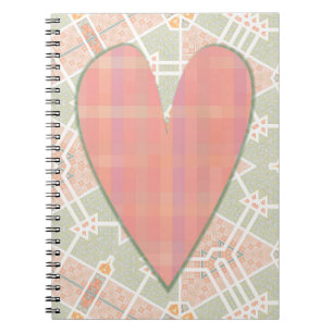 Caderno Espiral Xadrez rosa Diário Estilo de Vintage Art