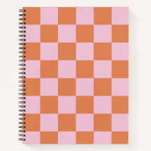 Caderno Espiral Xadrez Rosa e Vermelho