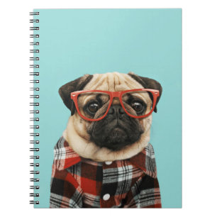 Caderno Espiral Xadrez Shirt Pug