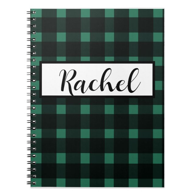 Caderno Espiral Xadrez Verde Escuro Rústico (Frente)
