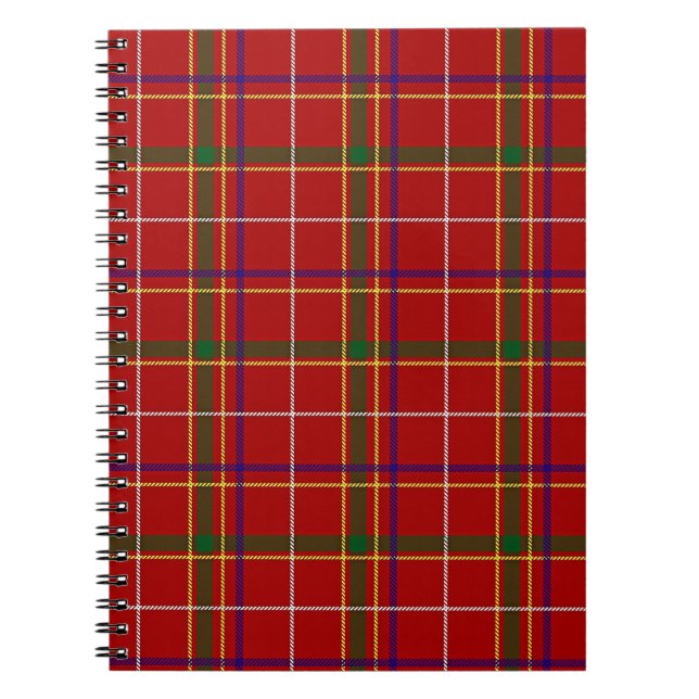 Caderno Espiral Xadrez Vermelha Colorida de Tartan (Frente)
