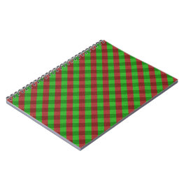 Caderno Espiral Xadrez Vermelho e Verde com Brilho