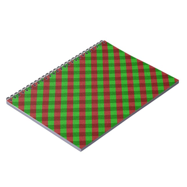 Caderno Espiral Xadrez Vermelho e Verde com Brilho (Left Side)