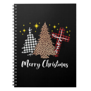 Caderno Espiral Xadrez Xmas Árvore Cristã Cruz Jesus Cristo