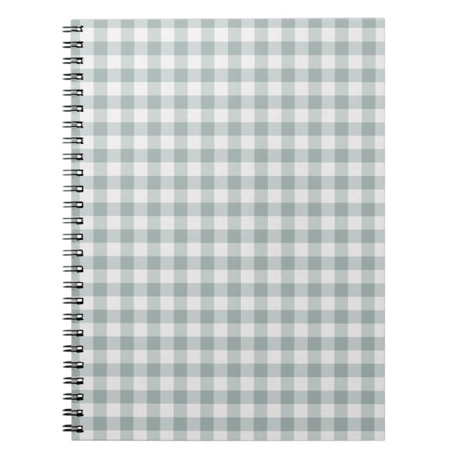 Caderno Espiral Xadrezes de Sage Green Gingham (Frente)