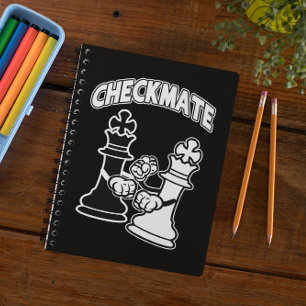 Caderno Espiral Xeque-mate Torneio de Xadrez preto e branco