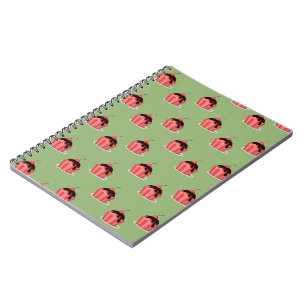 Caderno Espiral Xícaras cor-de-rosa com sorvete verde