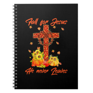 Caderno Espiral Xmas Fall For Jesus Maple Leaf Christian Autumn