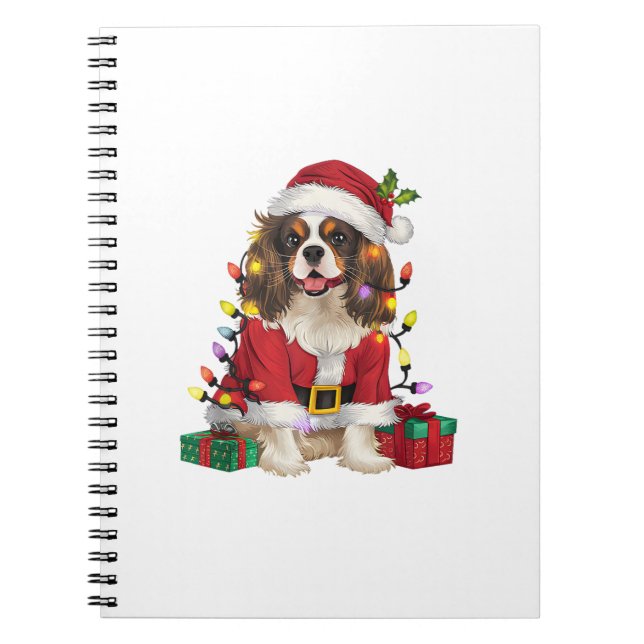 Caderno Espiral Xmas Lighting Cavalier King Charles Spaniel Dog Ch (Frente)