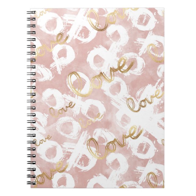 Caderno Espiral XO de Amor Dourado Rosa (Frente)