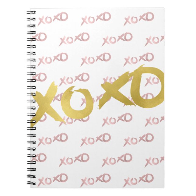 Caderno Espiral XOXO Rosa Modern Faux Faux Foil Shine Glam Persona (Frente)