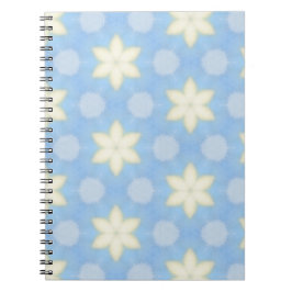Caderno Espiral Yellow geometric stars on pale blue background
