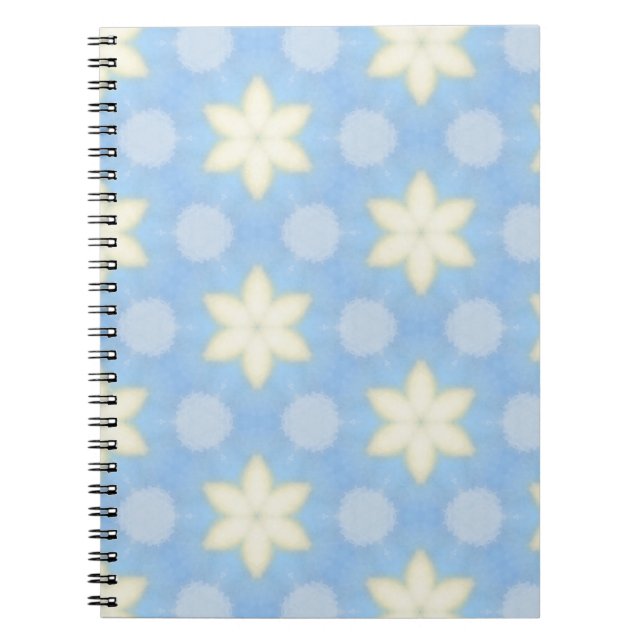 Caderno Espiral Yellow geometric stars on pale blue background (Frente)