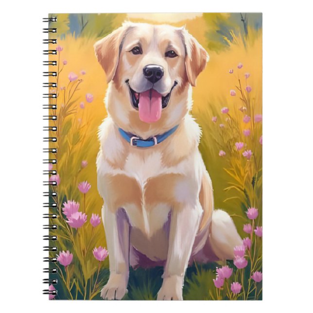Caderno Espiral Yellow Lab Labrador Retriever Dog Painting (Frente)