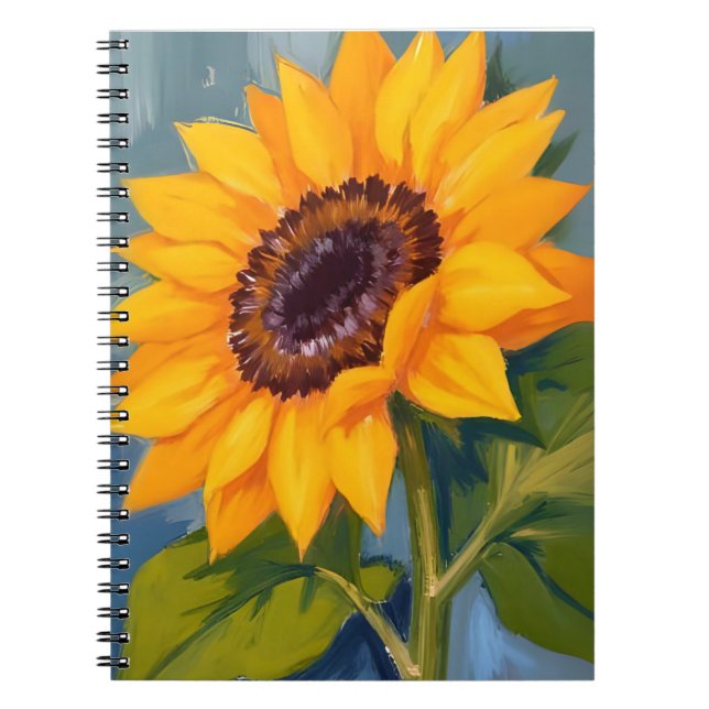 Caderno Espiral Yellow Sunflower Bright Watercolor Floral (Frente)