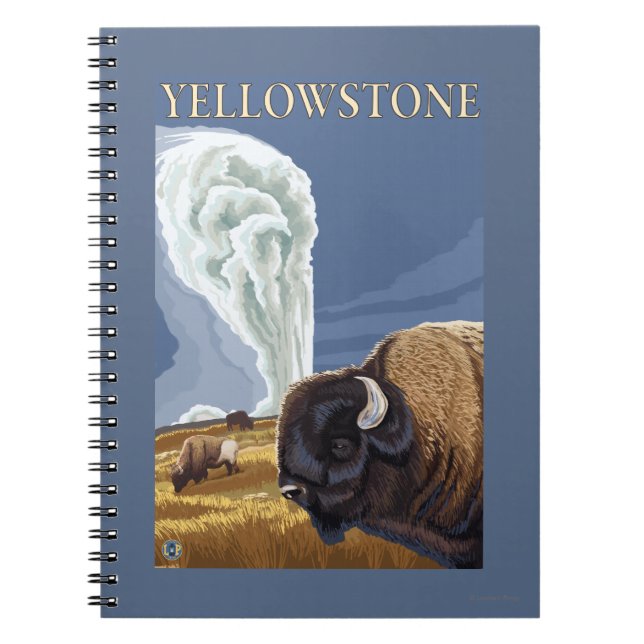 Caderno Espiral YellowstoneBison com antiga fé (Frente)