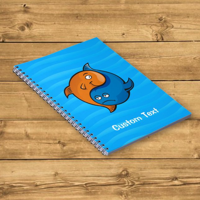 Caderno Espiral Yin Yang Fish Cartoon (Criador carregado)