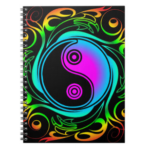 Caderno Espiral Yin Yang Psychedelic Rainbow Tattoo