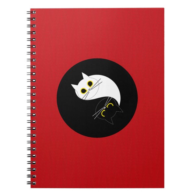 Caderno Espiral Yin Yang Zen Cat Spiral Notebook (Frente)