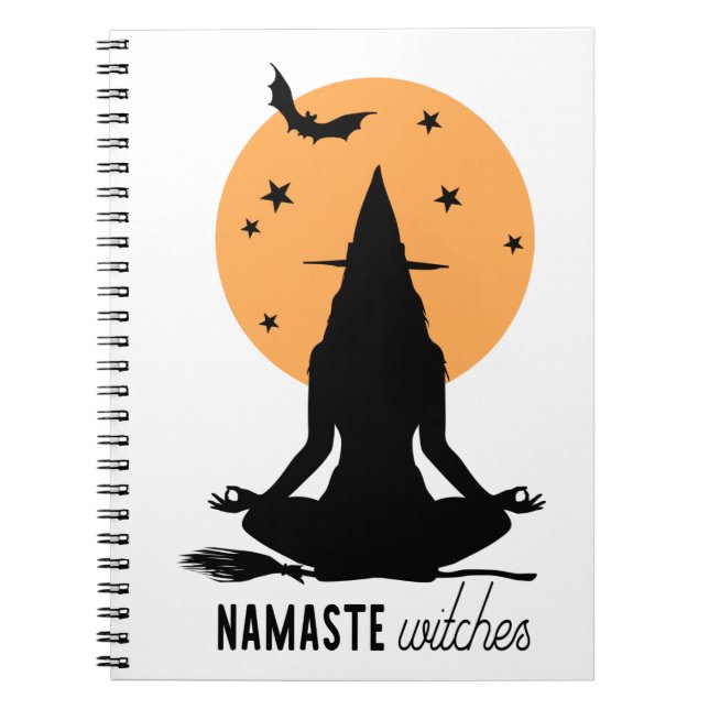 Caderno Espiral Yoga Bruxa Contemporânea do Halloween (Frente)