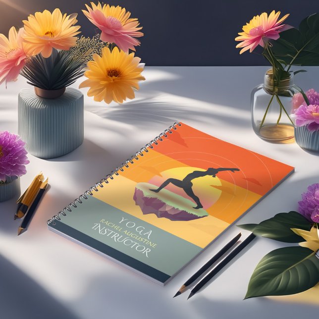 Caderno Espiral Yoga Instrutor Meditation Pose Sun Flying Island (Criador carregado)