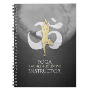 Caderno Espiral Yoga Instrutor Watercolor Meditation Pose Sinal OM